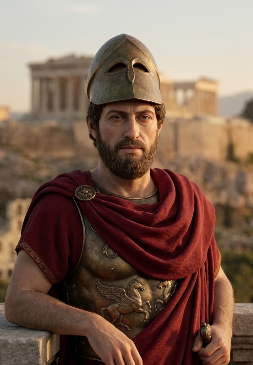 AI-assisted portrait of Pericles