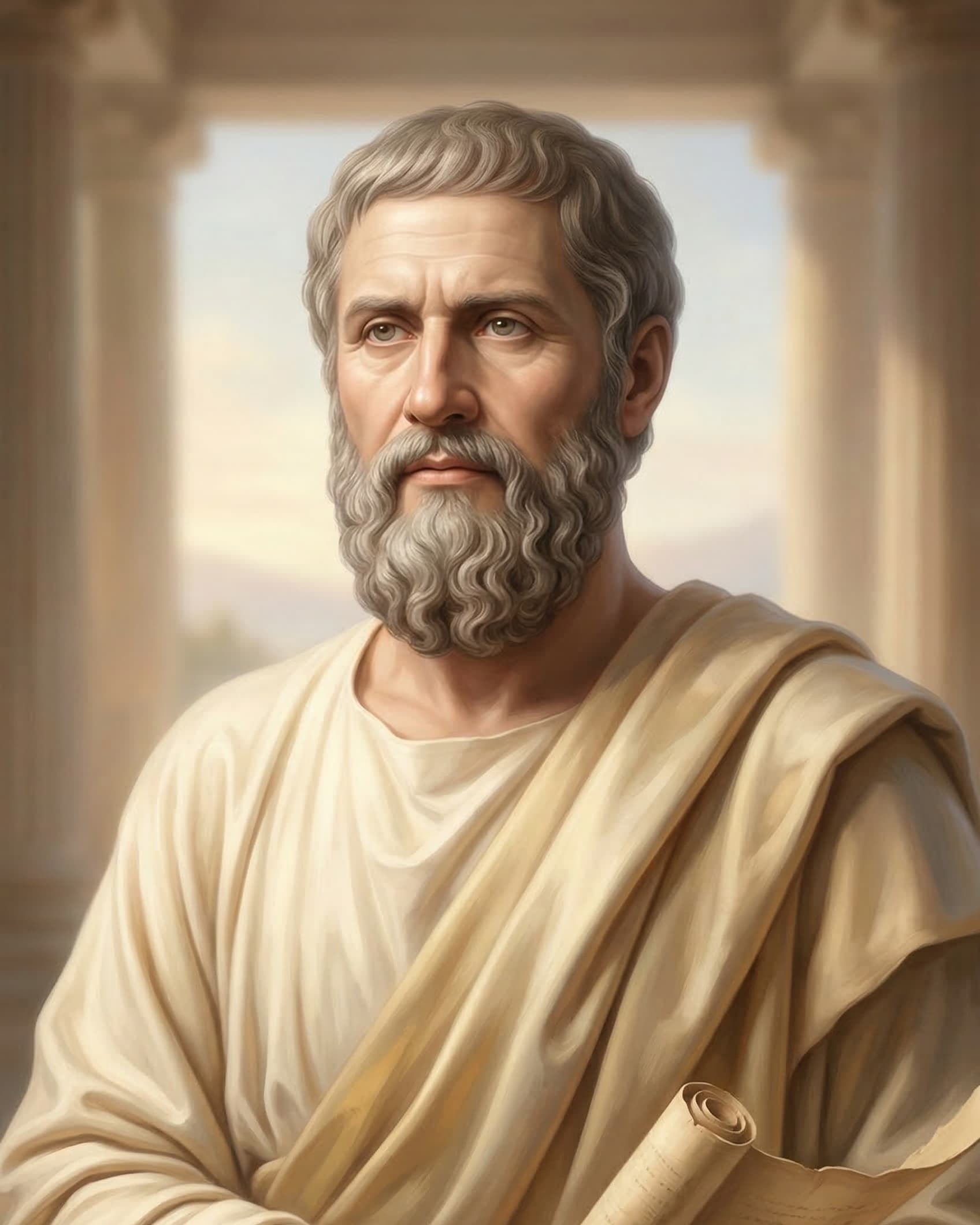 AI-assisted portrait of Plato