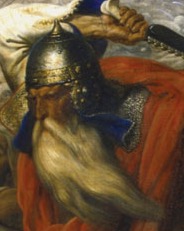 Detail identified as Abd al-Rahman al-Ghafiqi in Charles de Steuben’s imagined Battle of Tours, 1837