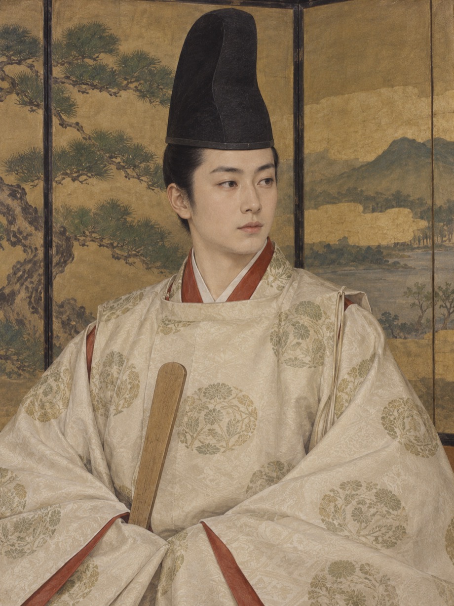 AI-assisted imagined portrait of Fujiwara no Korechika; speculative historical reconstruction
