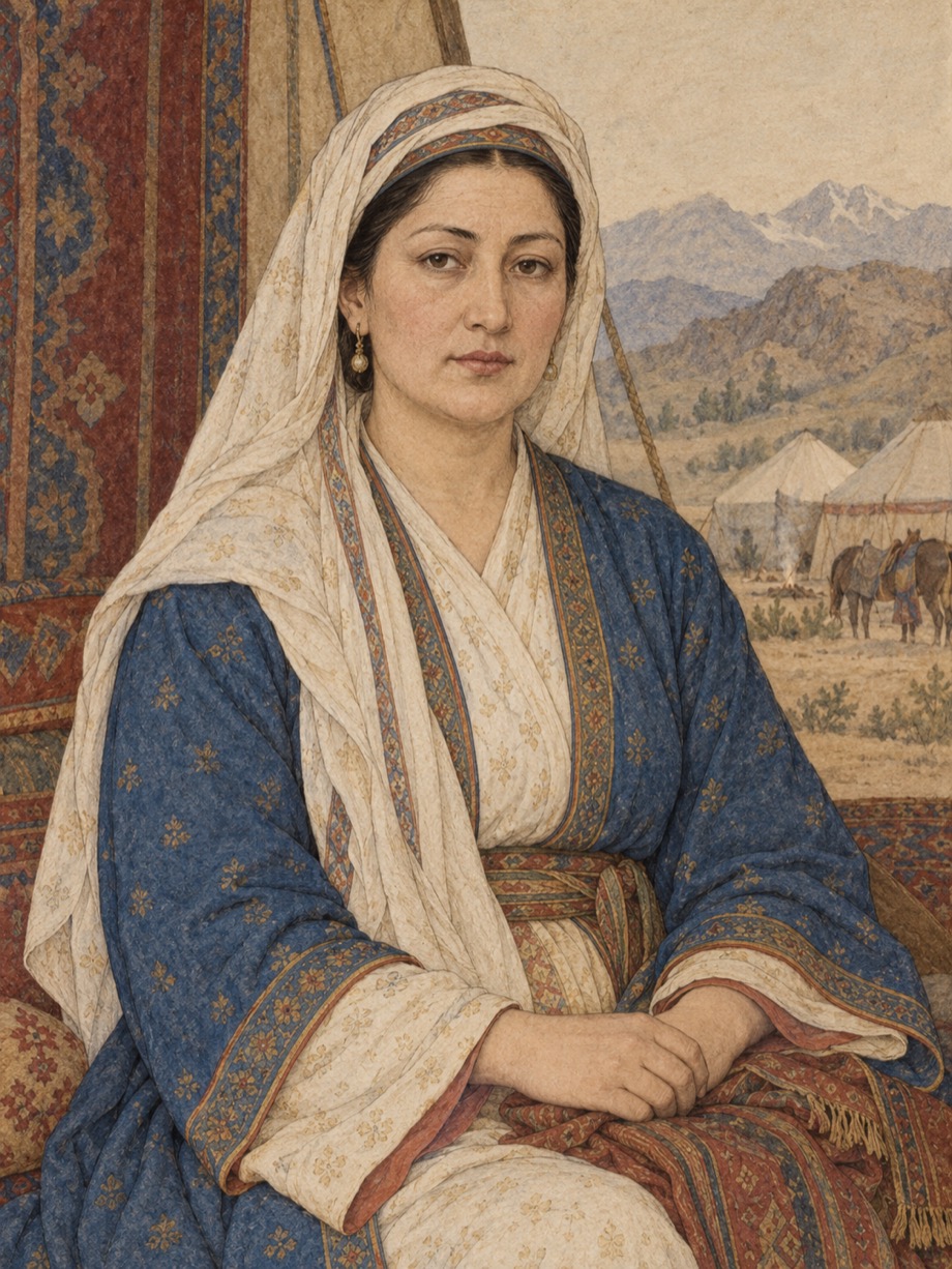 AI-assisted imagined portrait of Qutlugh Nigar Khanum; speculative historical reconstruction
